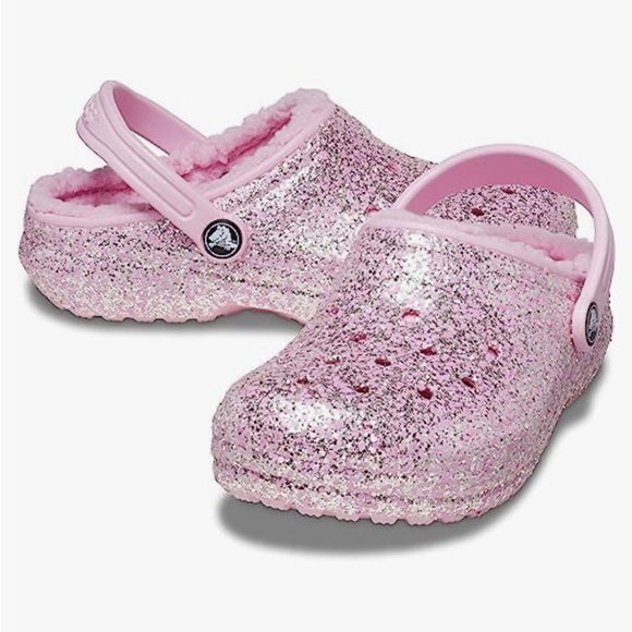 CROCS Other - Crocs Fur Lined Girls J6 Slip On Comfort Warm Fuzzy Cozy Pink Cottagecore